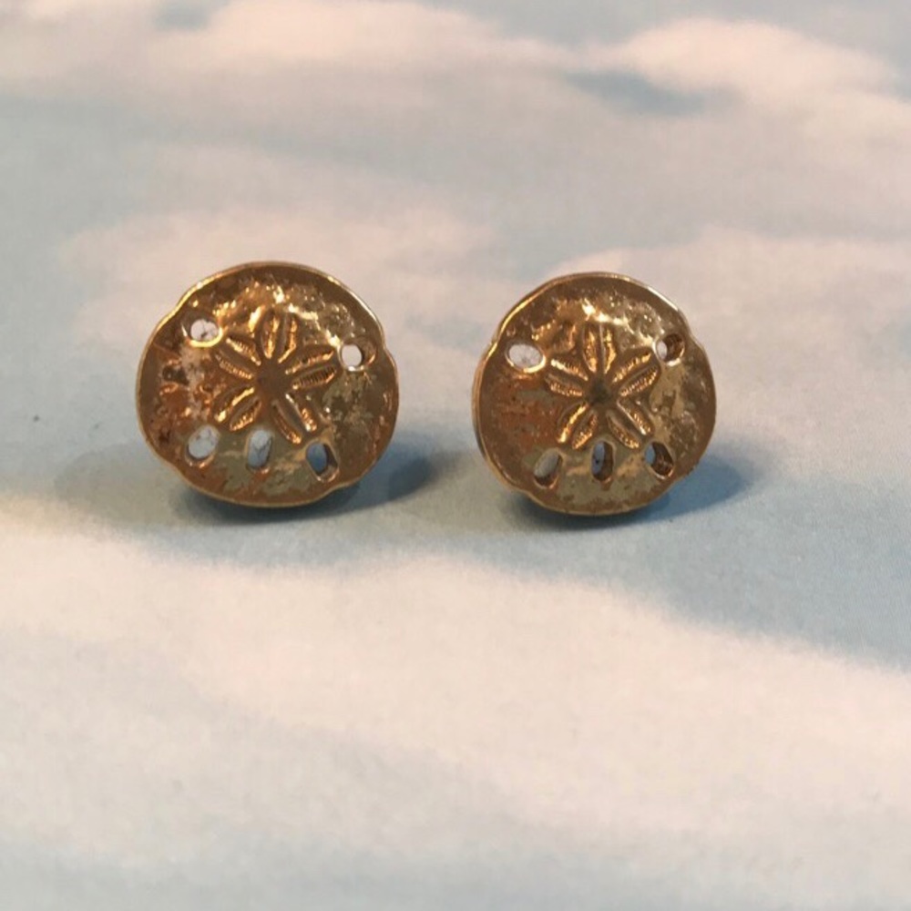 Gold sand dollar earrings